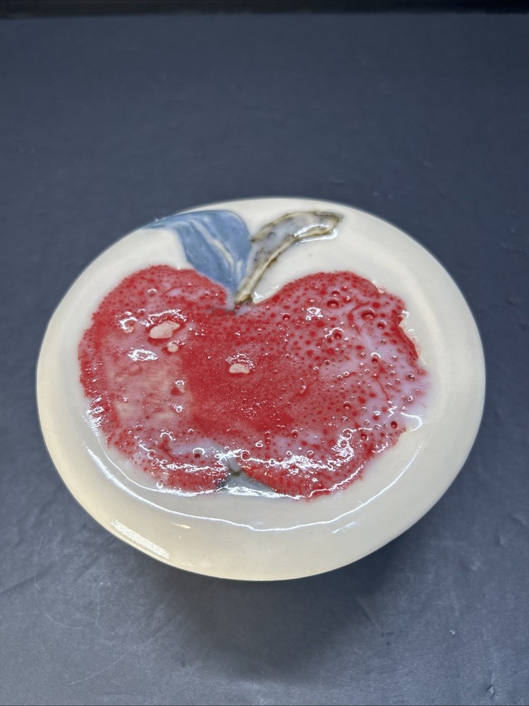 Studio Art Pottery Butter Bell Apple Signed