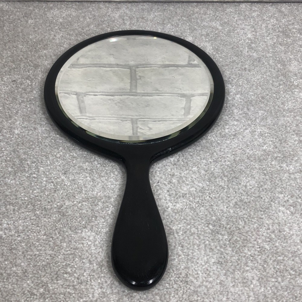 Vintage Solid Real Ebony Wood Hand Mirror Dressing Table Vanity mirror