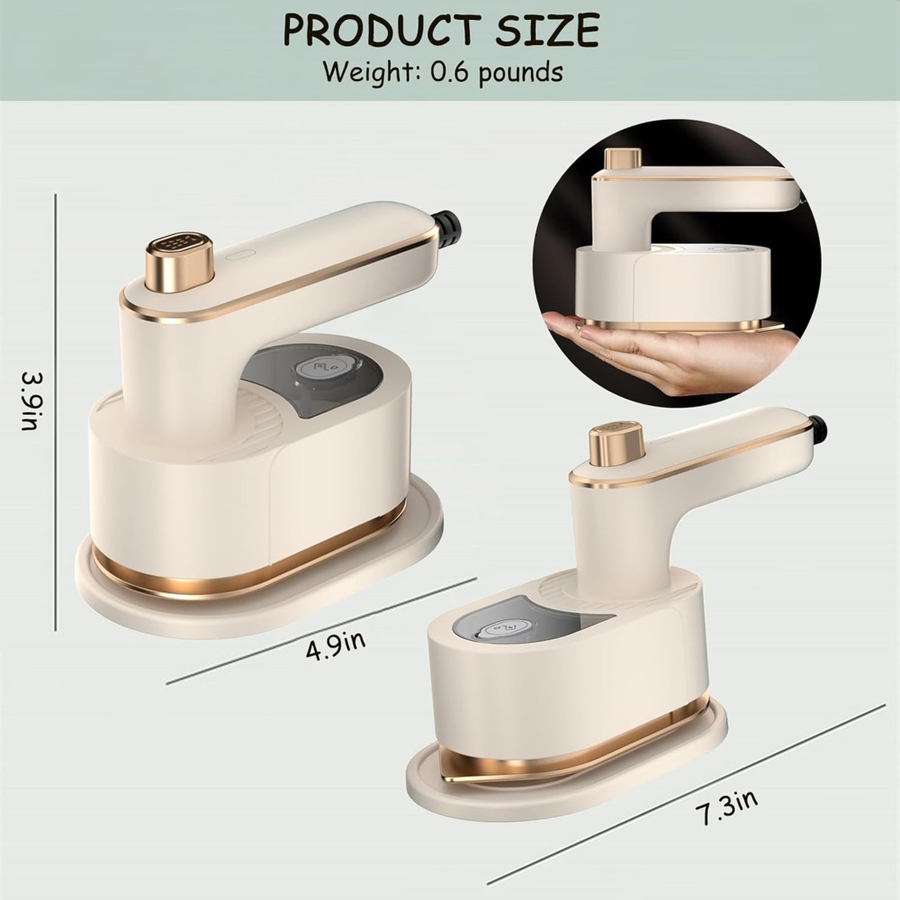 Handheld Electric Iron: White Foldable Style – Perfect for Small Spaces