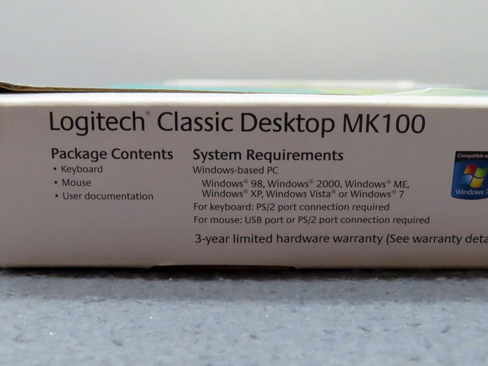 Logitech MK100 Classic Wired Desktop Keyboard + Mouse NEW in Box