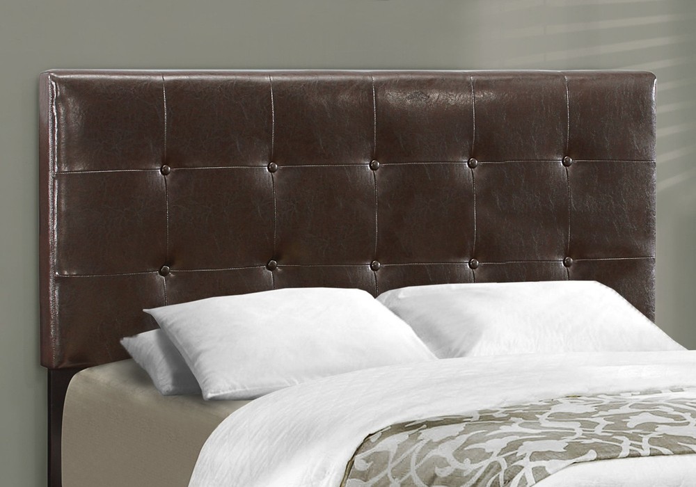 Bed, Full Size,Bedroom,Upholstered,Brown Leather Look, Transitional