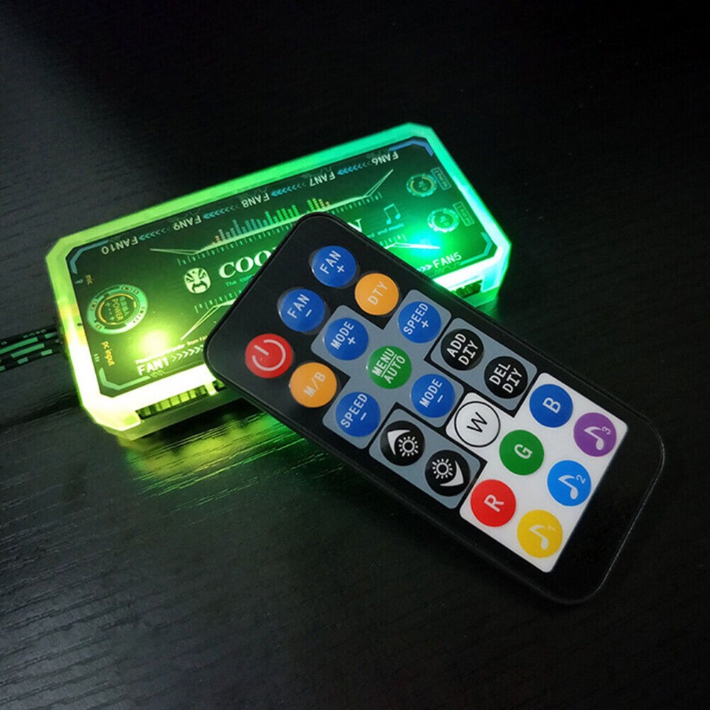 Cooling Fan Hub RGB Fan ARGB Controller Remote Control Computer Case Adapter