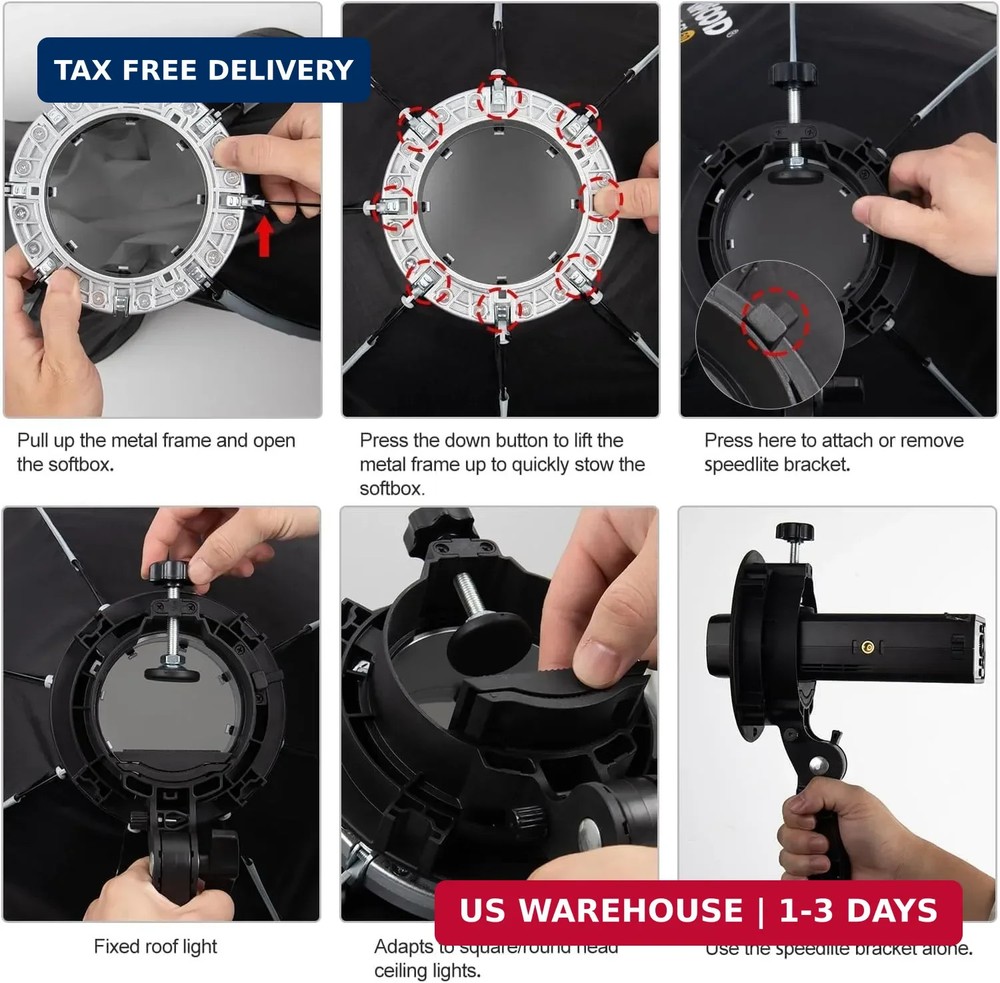 FS90 Softbox 90cm/35.5in Softboxes, Quick Release Foldable Softbox with Honeycom