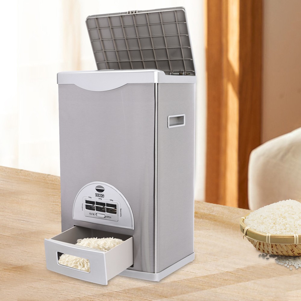 Stainless Rice Automatic Precise Dispenser Rice Storage Container 15kg/33lb]