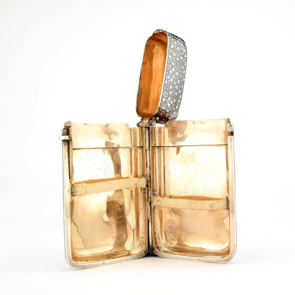 Rare Georg Adam Scheid GAS Solid Silver & Niello Cigarette Case