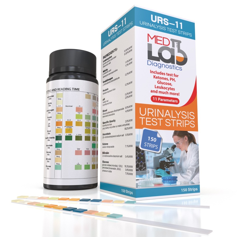 Urine Test Strips for Urinalysis 11 Parameters. 150 Cnt Urinalysis Test Strips