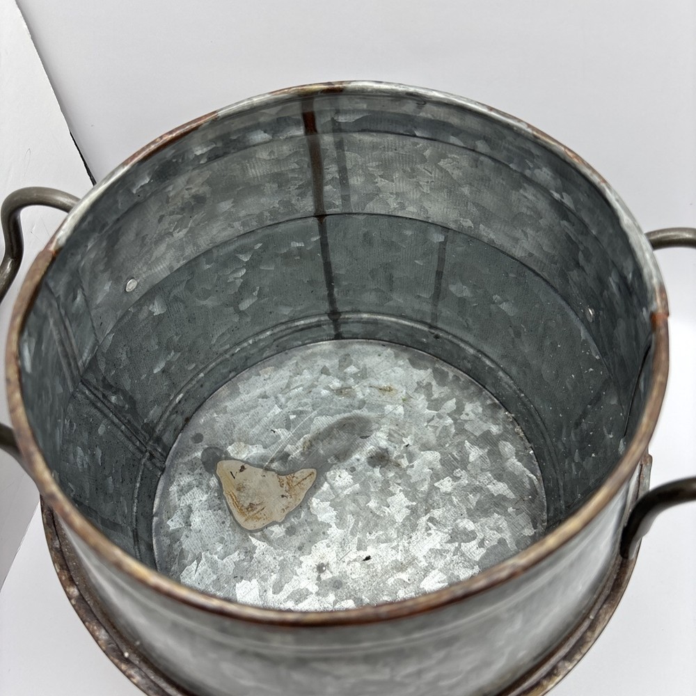 Pottery Barn Double Handled Metal Planter