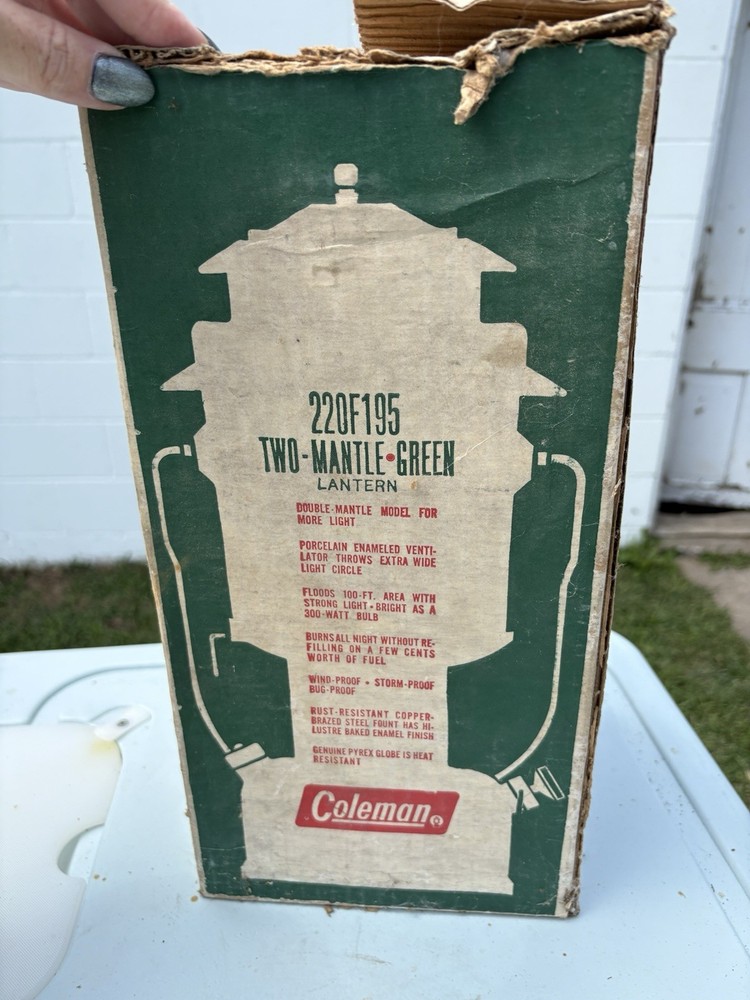 Vintage Coleman 220F Lantern Pyrex w/Box, Extras & Paperwork