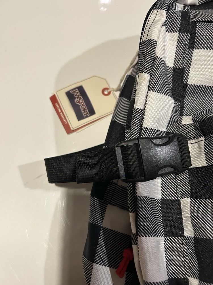 JanSport Kids Backpack Black White Checkered Polyester Adjustable Straps