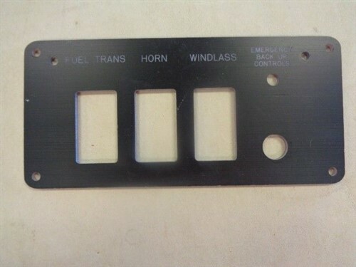 BLANK SWITCH / INDICATOR LIGHT PANEL BLACK PLASTIC 6 3/8" X 3" MARINE BOAT