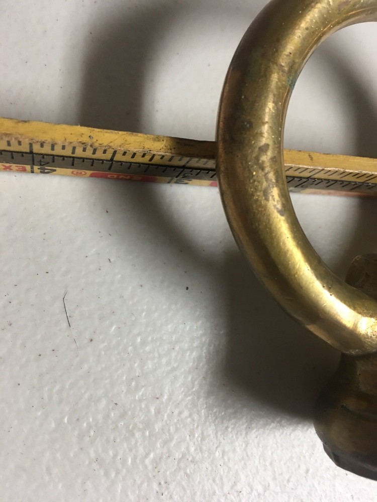 LARGE 1/4 IPS ( 1/2 ) Threaded Heavy Solid Brass Loop 3 INCH DIAMETER