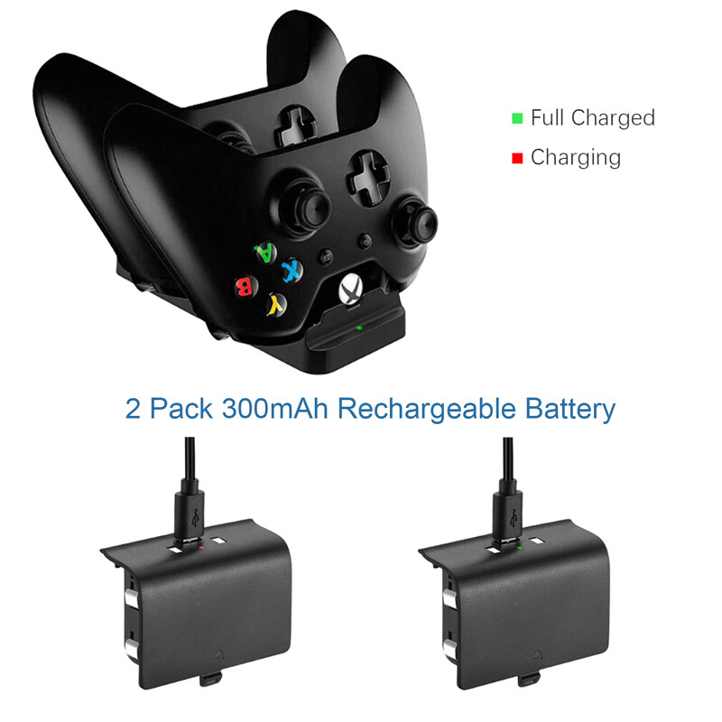 For XBOX ONE Controller Charging Play Dock Station w/ Rechargeable Battery Pack
