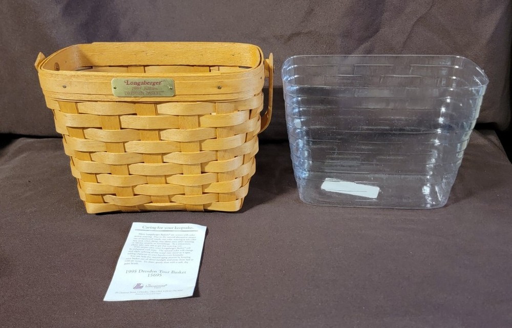Longaberger 1995 Dresden Tour Basket Plastic Liner Handle Signed