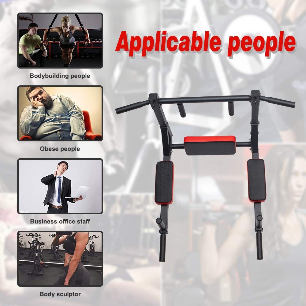 Wall Mounted Pull Up Bar and Dip Station, Heavy Duty Wall Mount Pullup Chin U...