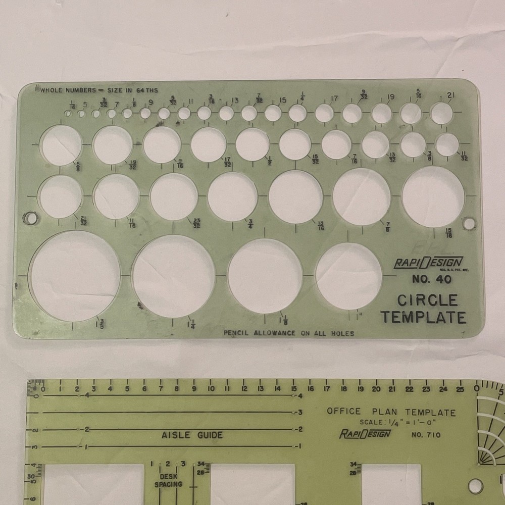6 Berol RapiDesign stencil template UTILITIES FLOW CHART office plan circles