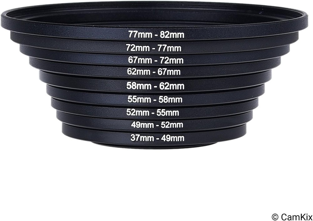Versatile 9-Piece Step Up Lens Filter Adapter Rings for Maximum Compatibility