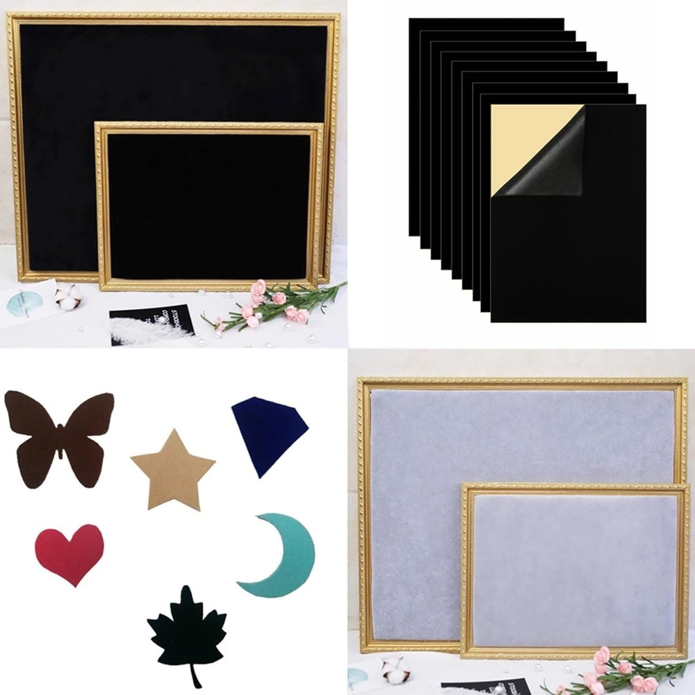 Self Adhesive Fabric for Crafts, 40 Black Sheets