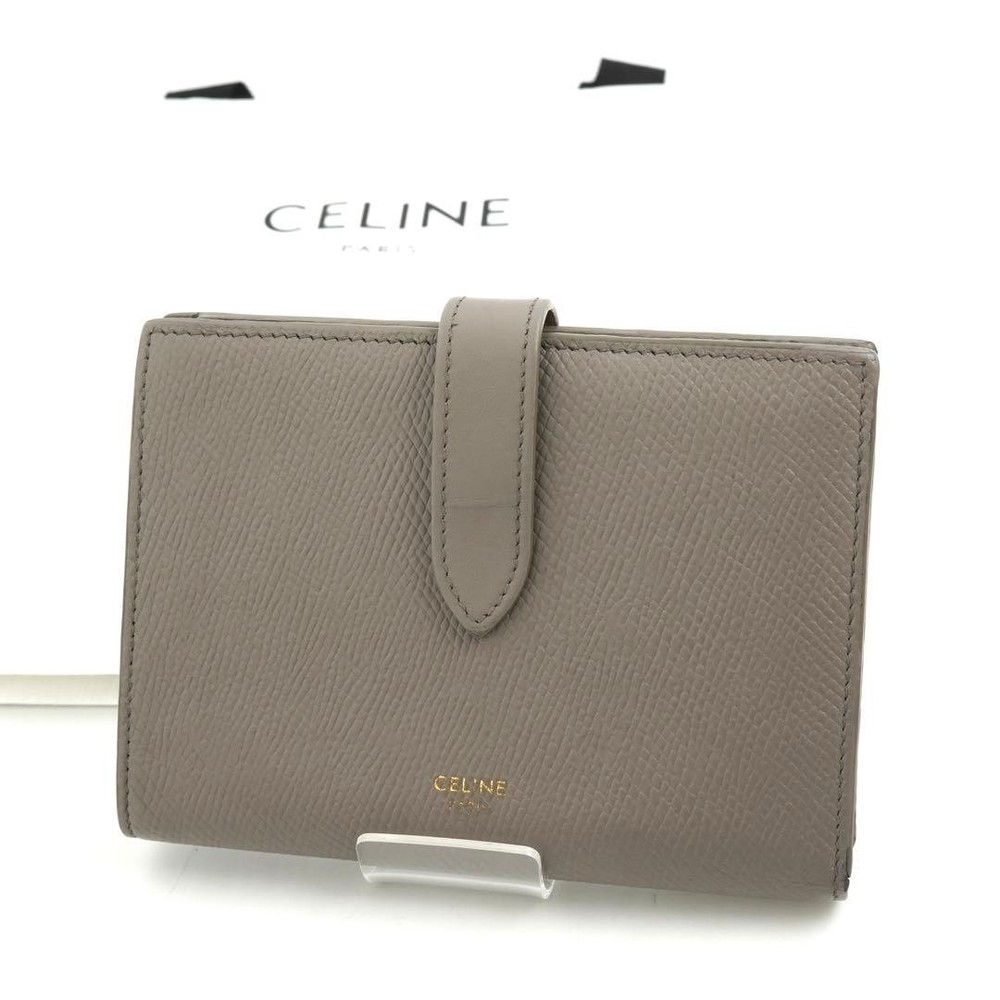 CELINE Mini Wallet Strap Wallet Folded Beige From Japan