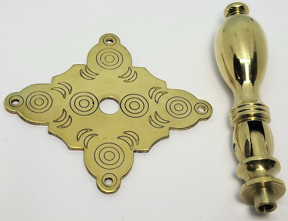 Colonial Revival Early American Single Post Teardrop Pull Solid Brass chased NEW