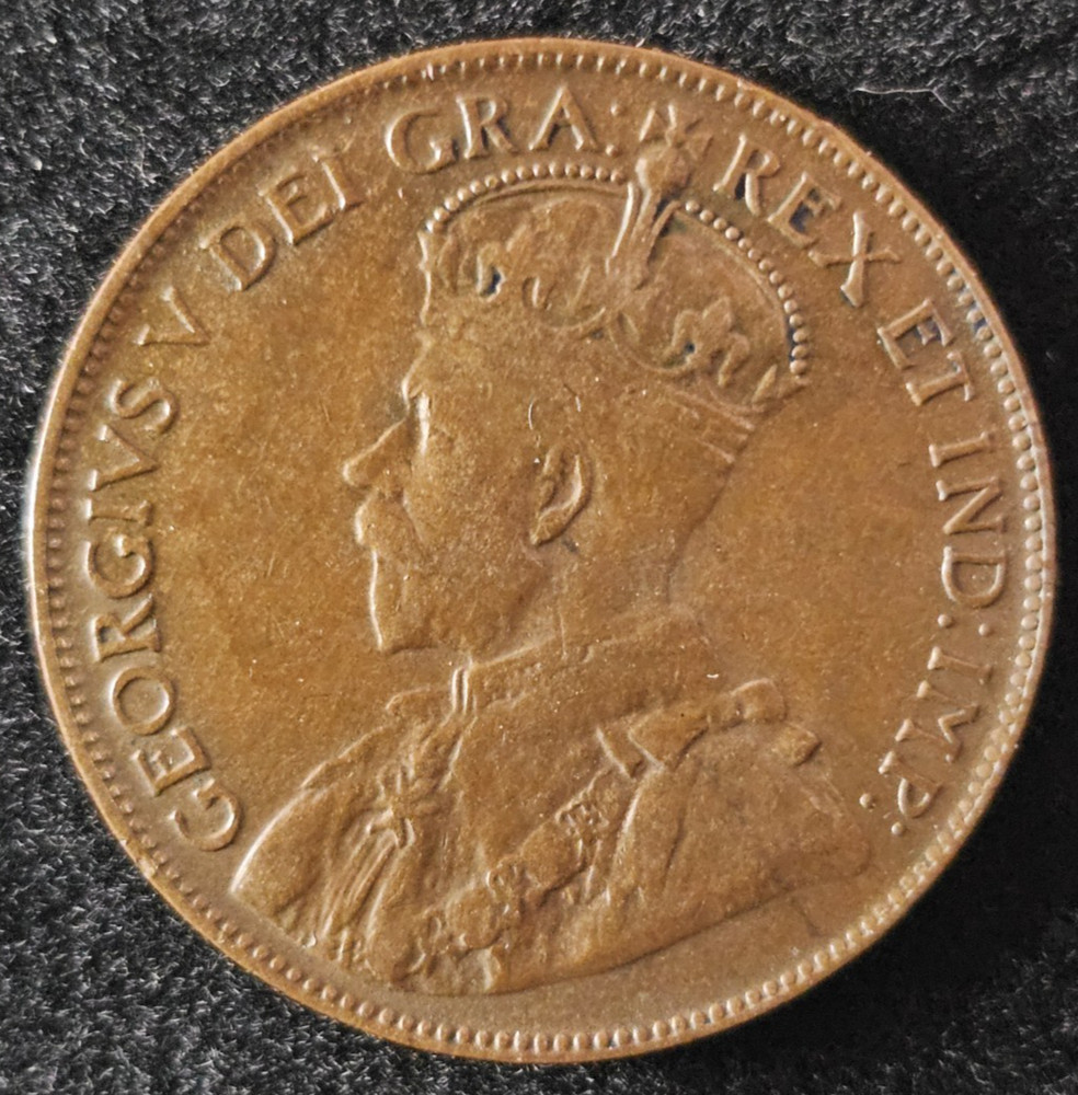 1920 King George V Canadian One Cent (Bronze) - Circulated