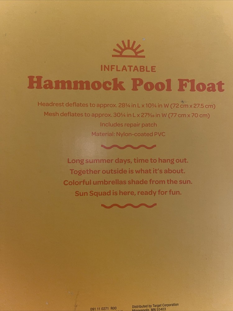 Inflatable Hammock Pool Float. NIB