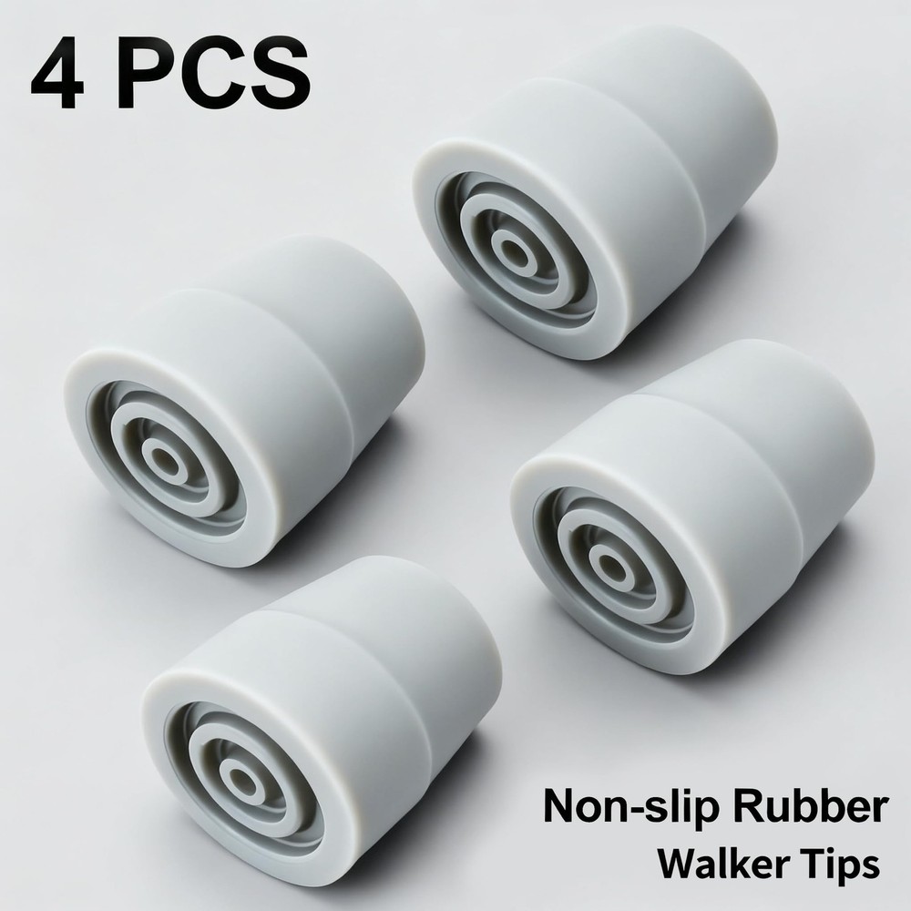 Rubber 4 pcs Walker Tips 1 1/8'' Heavy Duty, Tips for Walkers, Commodes, Show...