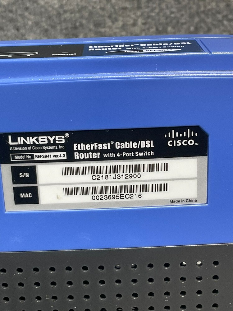 Linksys Cisco Router 🌐 BEFSR41-RM EtherFast 🔌 4-Port Cable/DSL Switch