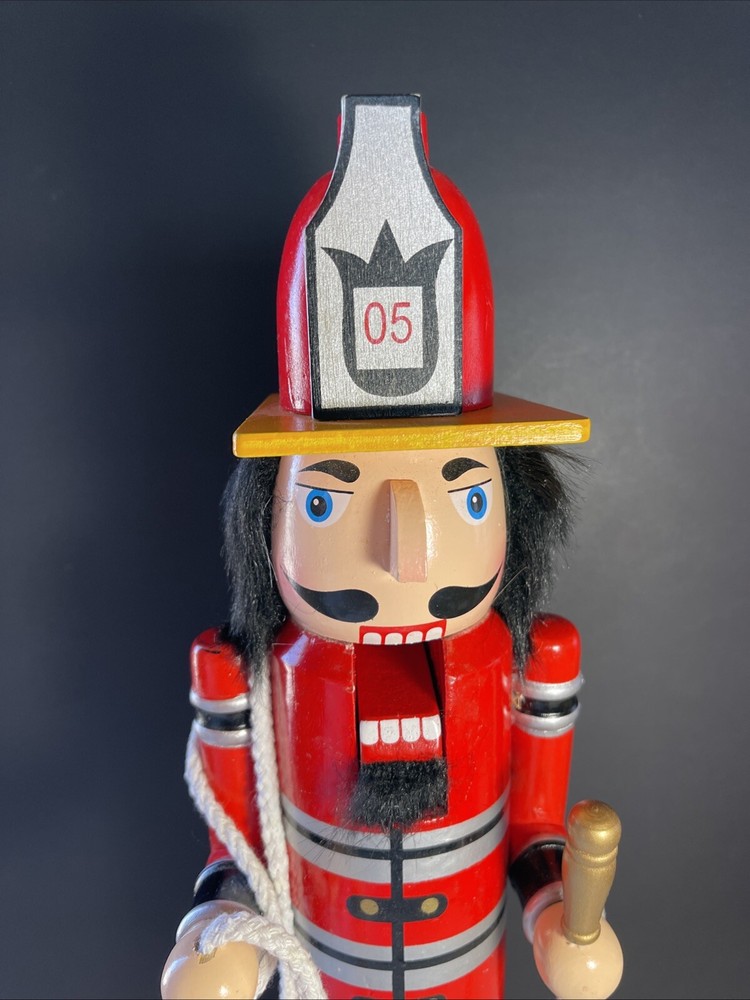 Firefighter Nutcracker Fireman 16" Wooden Christmas By Ashland