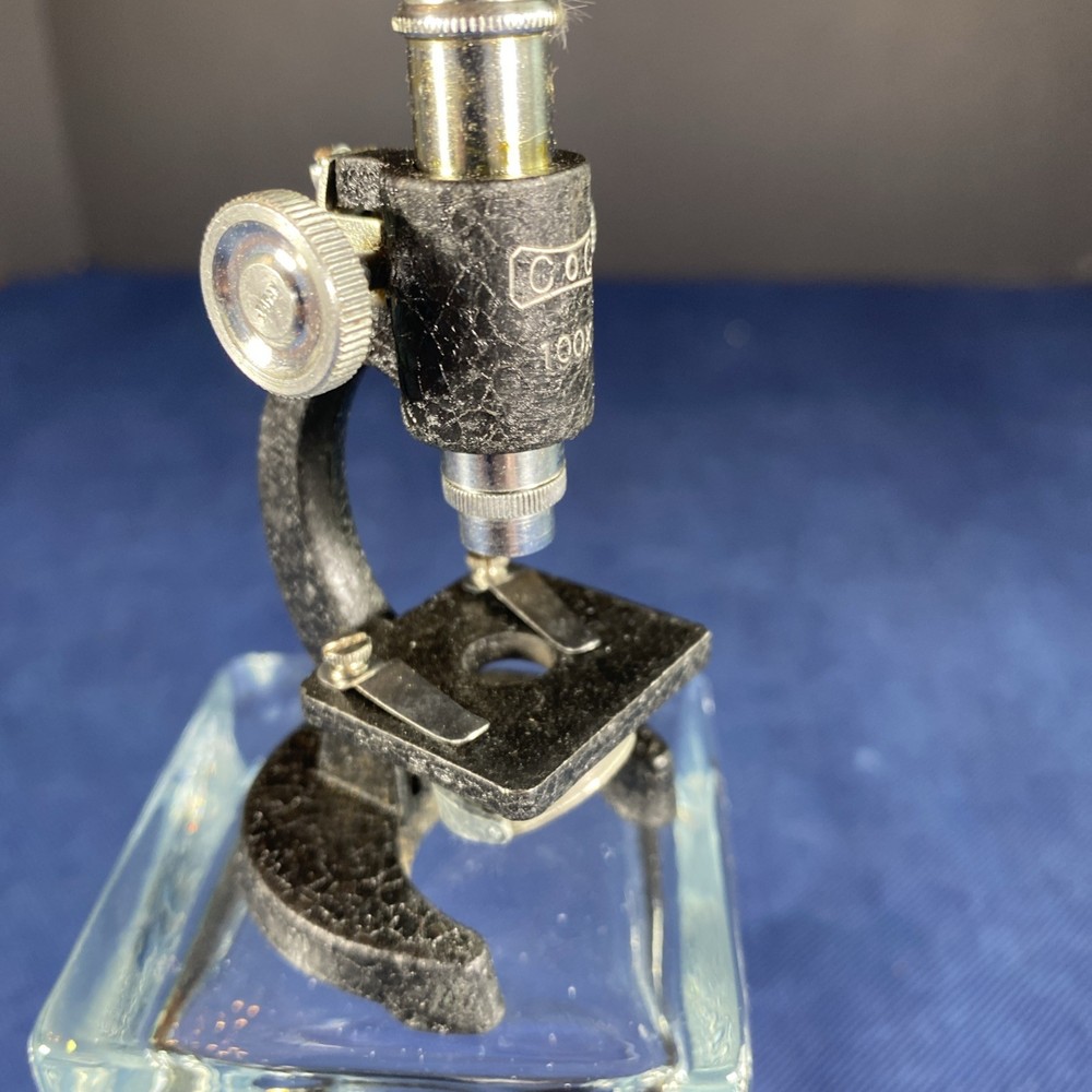 Miniature Microscope Black & Silver Metal - Approximately 4 Inches High