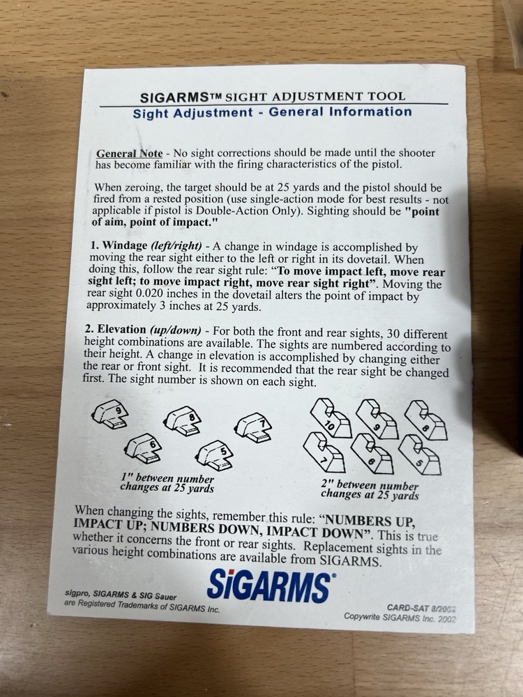 SIGARMS Sight Adjustment Tool USP097