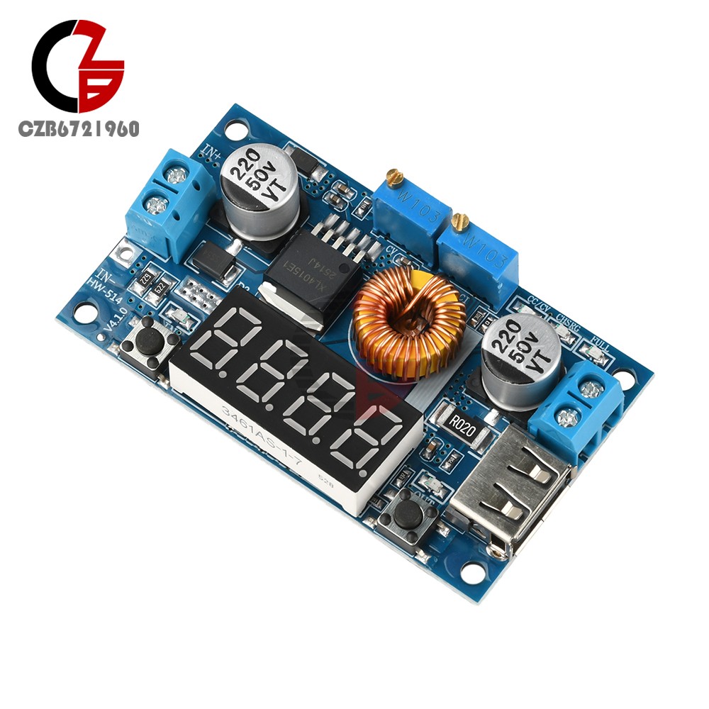 Adjustable 5A CC/CV Power Step-down Charge Module LED Driver W/ USB Voltmeter