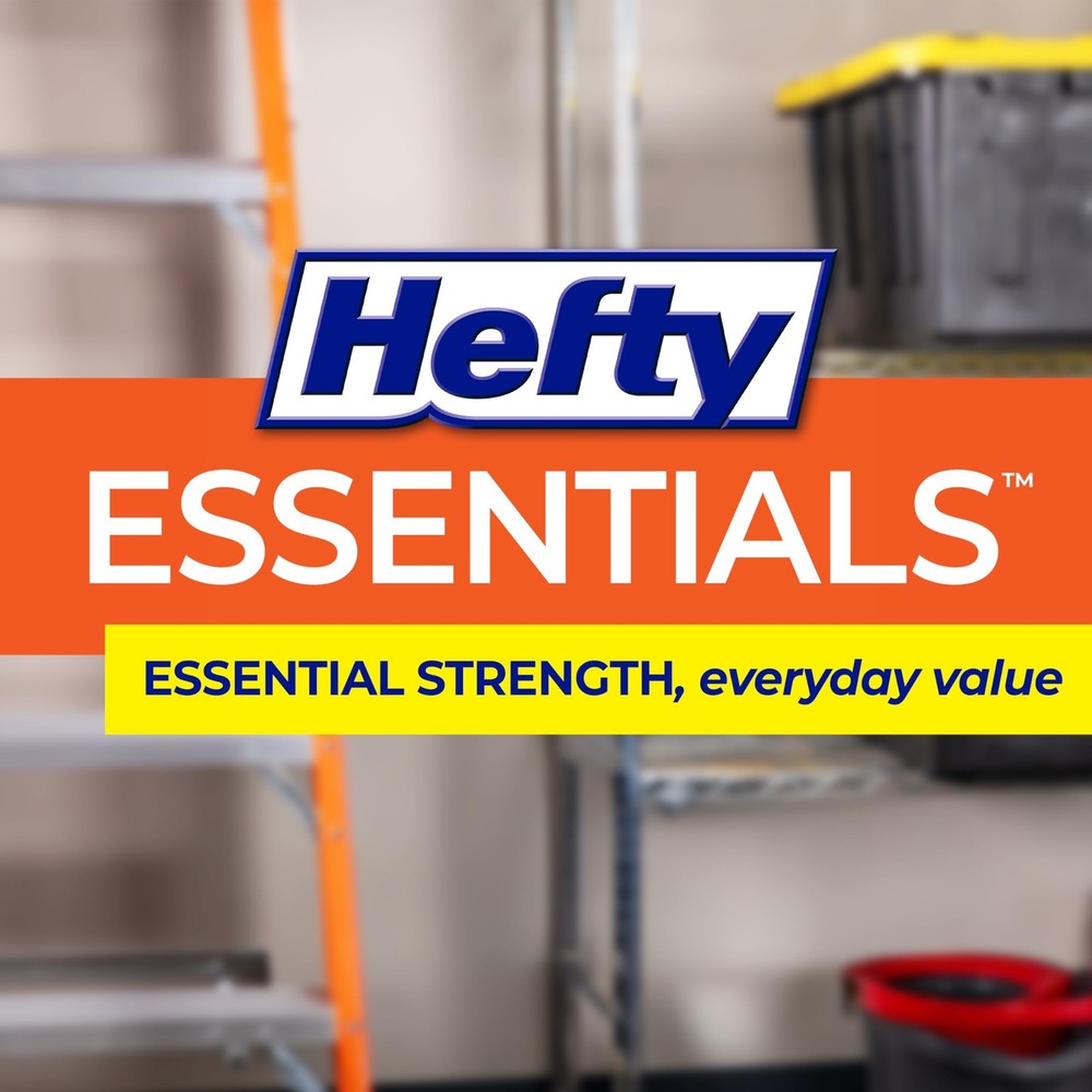Hefty Essentials Drawstring 30 Gallon Trash Bags 56 Count Bulk Black Garbage