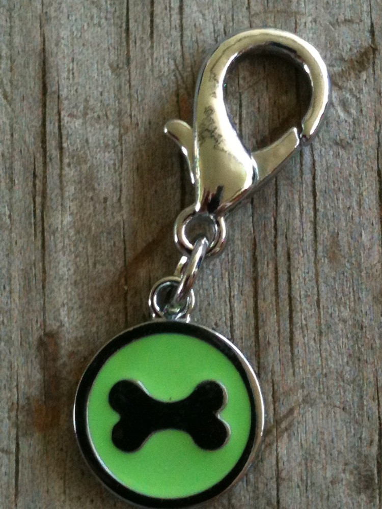 Light Green Circle Bone Dog Collar Charm / Zipper pull