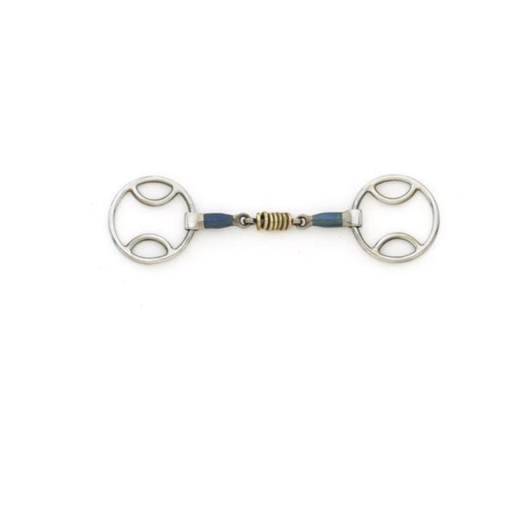 Centaur® Blue Steel Loop Ring Gag Bit with Brass Rollers