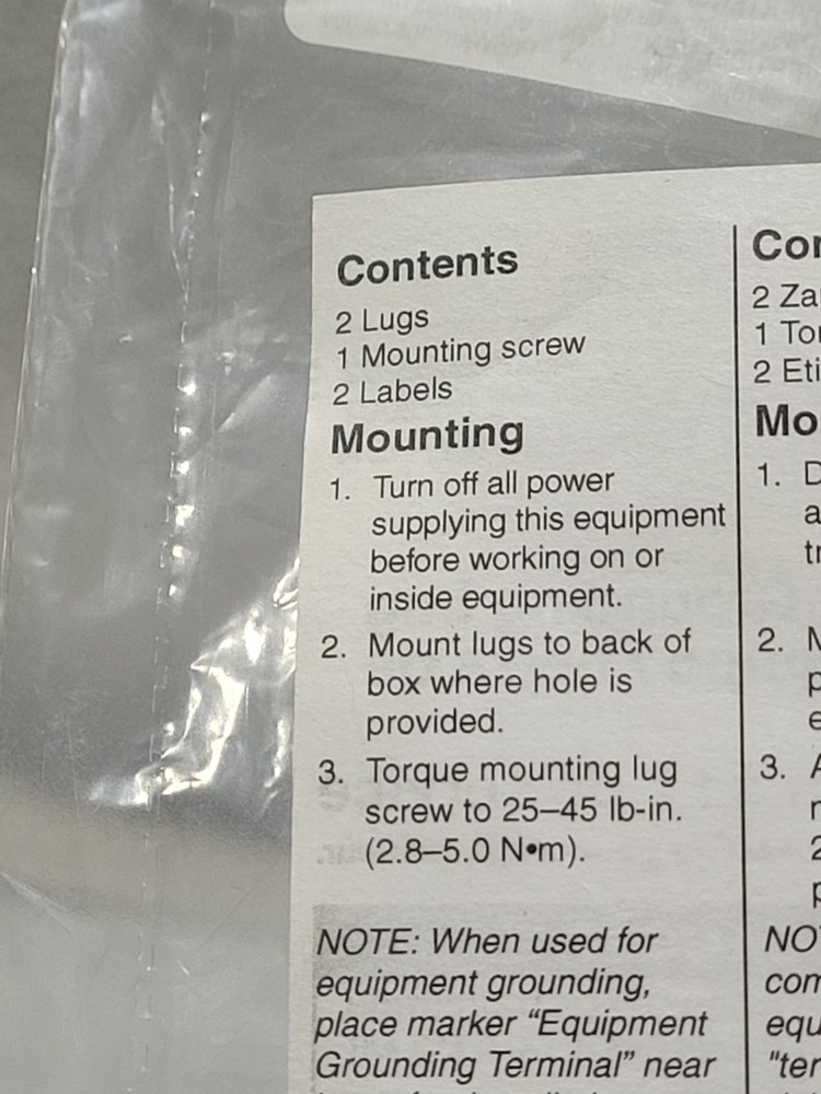 Square D PKOGTA2 Service/Equipment Grounding Lug Kit