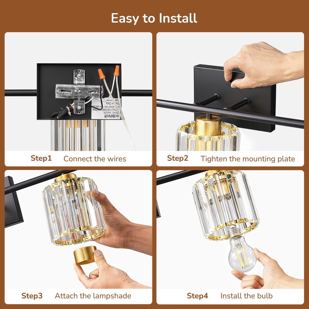 EDISHINE 3-light 24'' Bathroom Dimmable Vanity Light, E26/Medium (Standard)