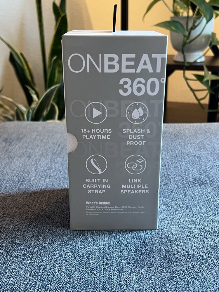 Quikcell OnBeat 360 Splash Proof Portable Wireless Speaker - Gray
