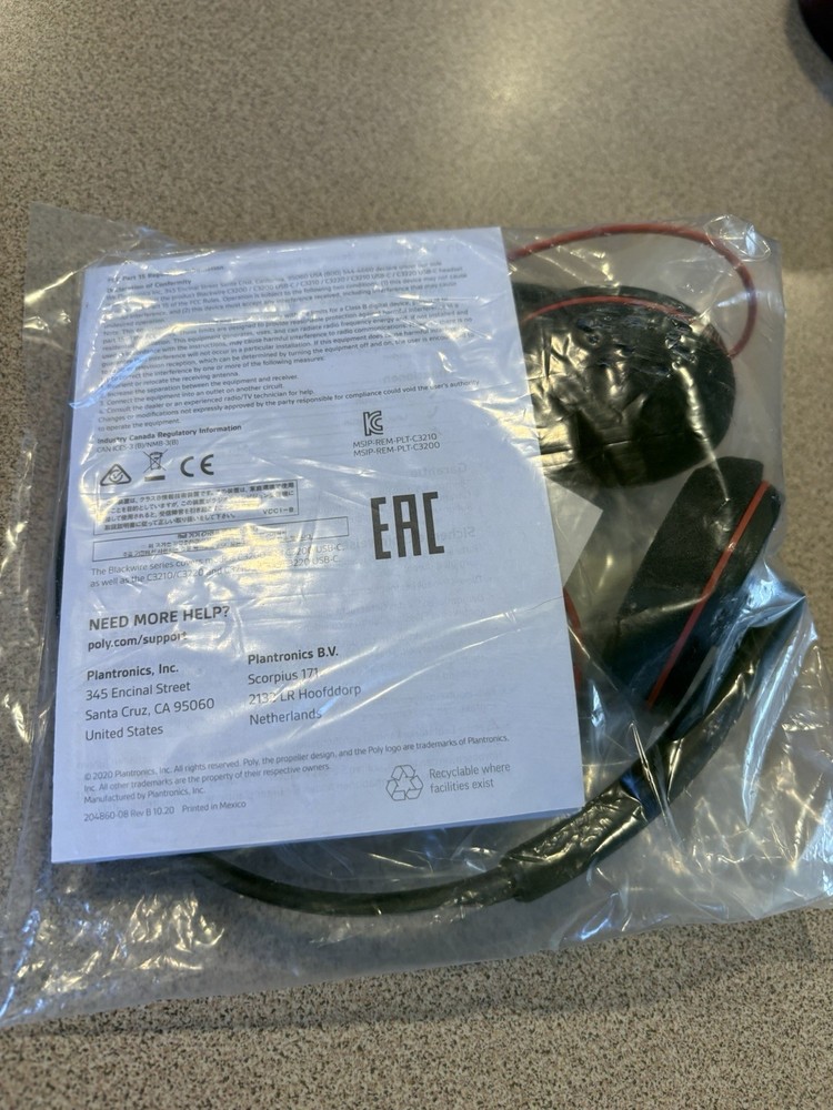 Plantronics Blackwire 3220 USB-A Headset New