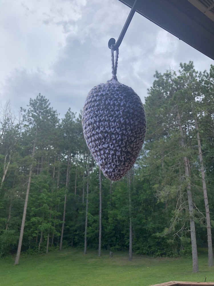 Crocheted Wasp Nest Decoy/Deterrent.