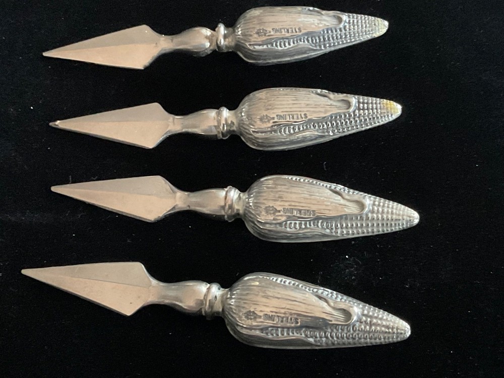 Vintage Webster Sterling Silver Corn on the Cob Holders Corn Design