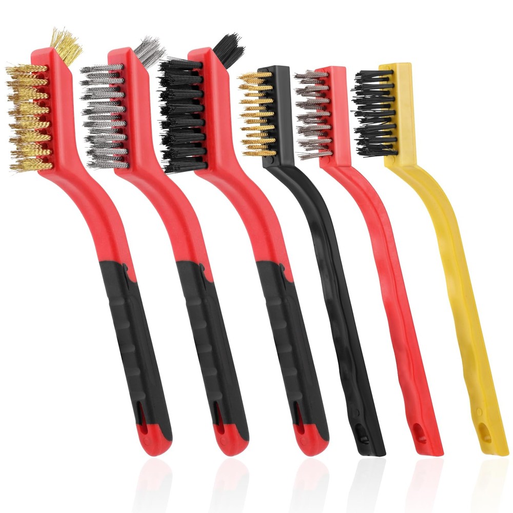 6 Pcs Small Wire Brushes Set for Cleaning Rust Scrub Paint Grout Removal