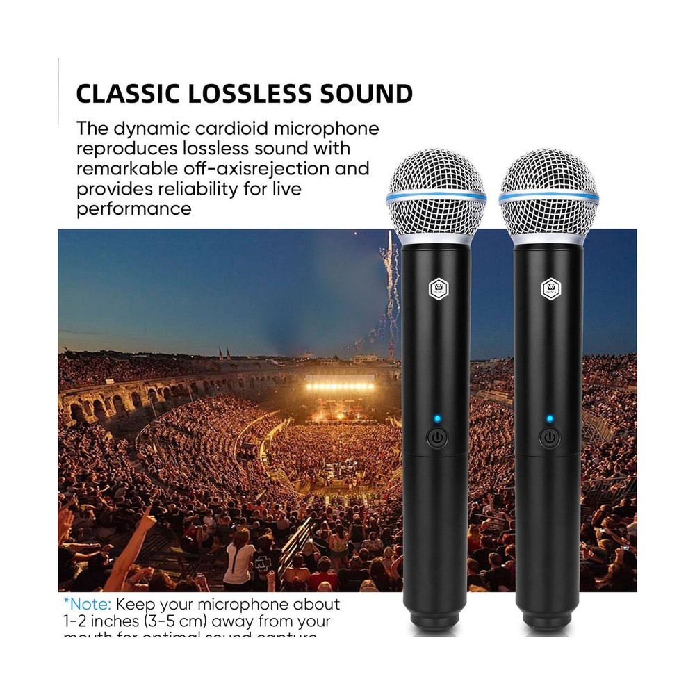 W IN-MIX UHF Wireless Mic System 4 Pack -Fixed Frequency 260ft with 4 Handhel...