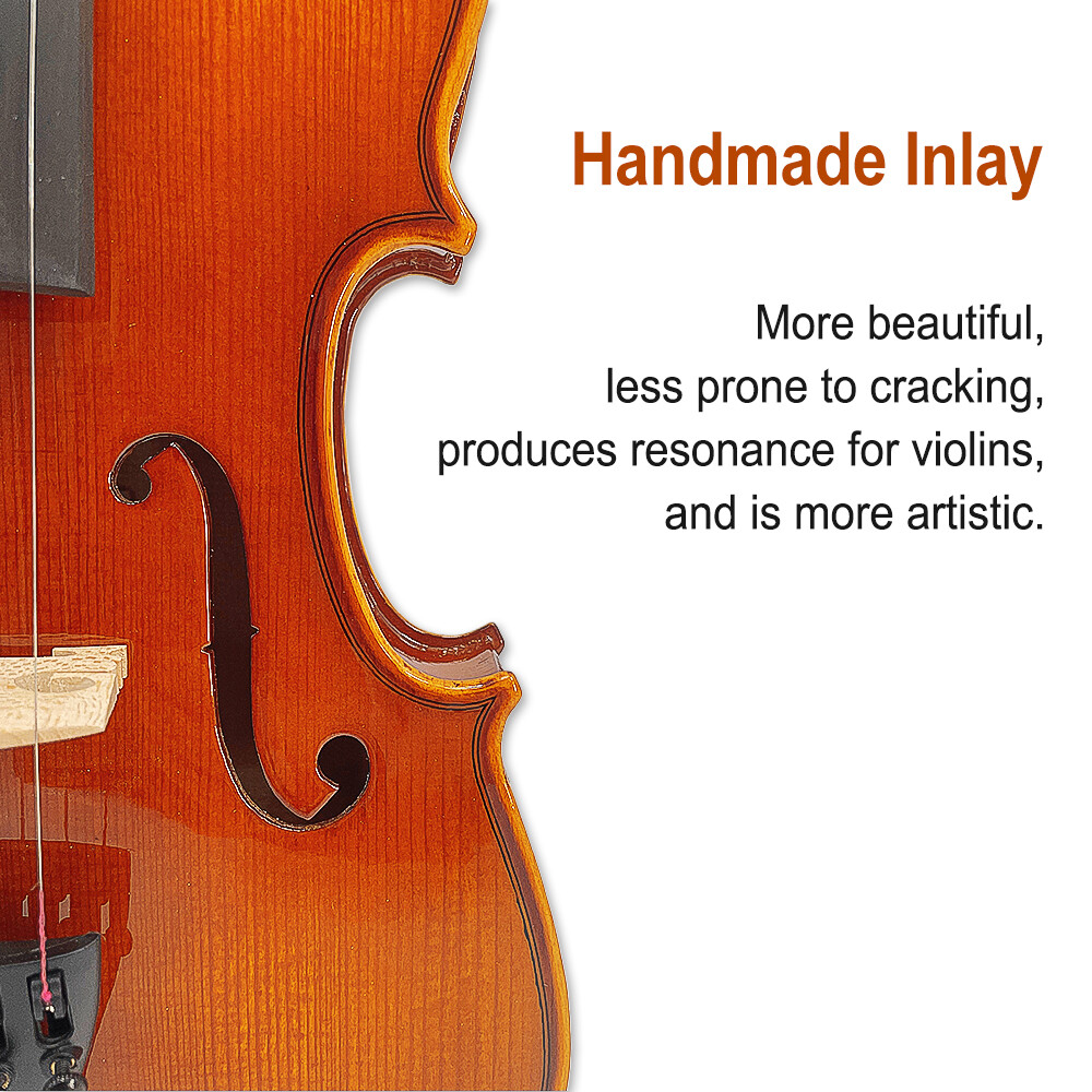 4/4 Size Violin Solid Wood Handmade with Bow,Case and Accessories for Beginners