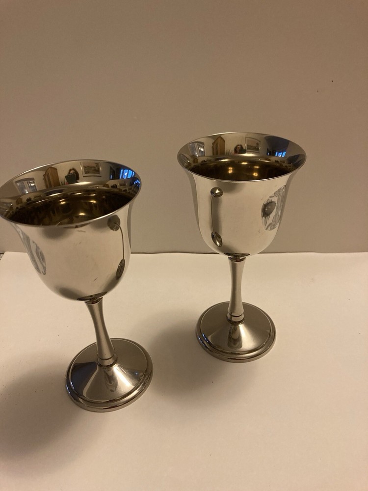 2 vintage Silver colour Wine Goblets