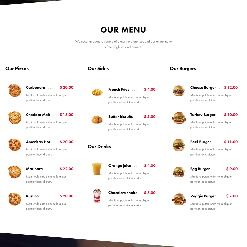 Pizza Website Design with Free VPS Web Hosting and Installation