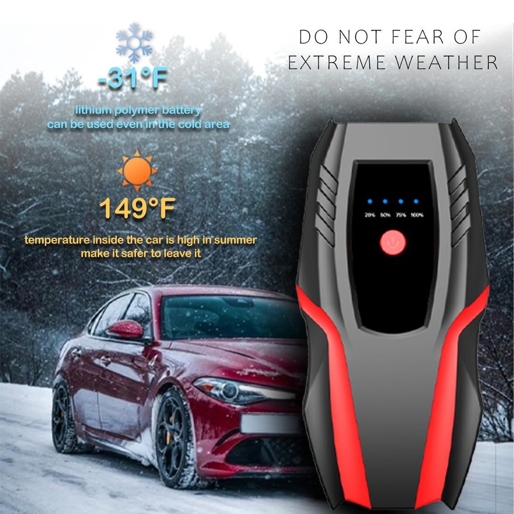 12v Auto Jump Starter Pack with Air Compressor, Peak Current 2000a, Car Lithi...