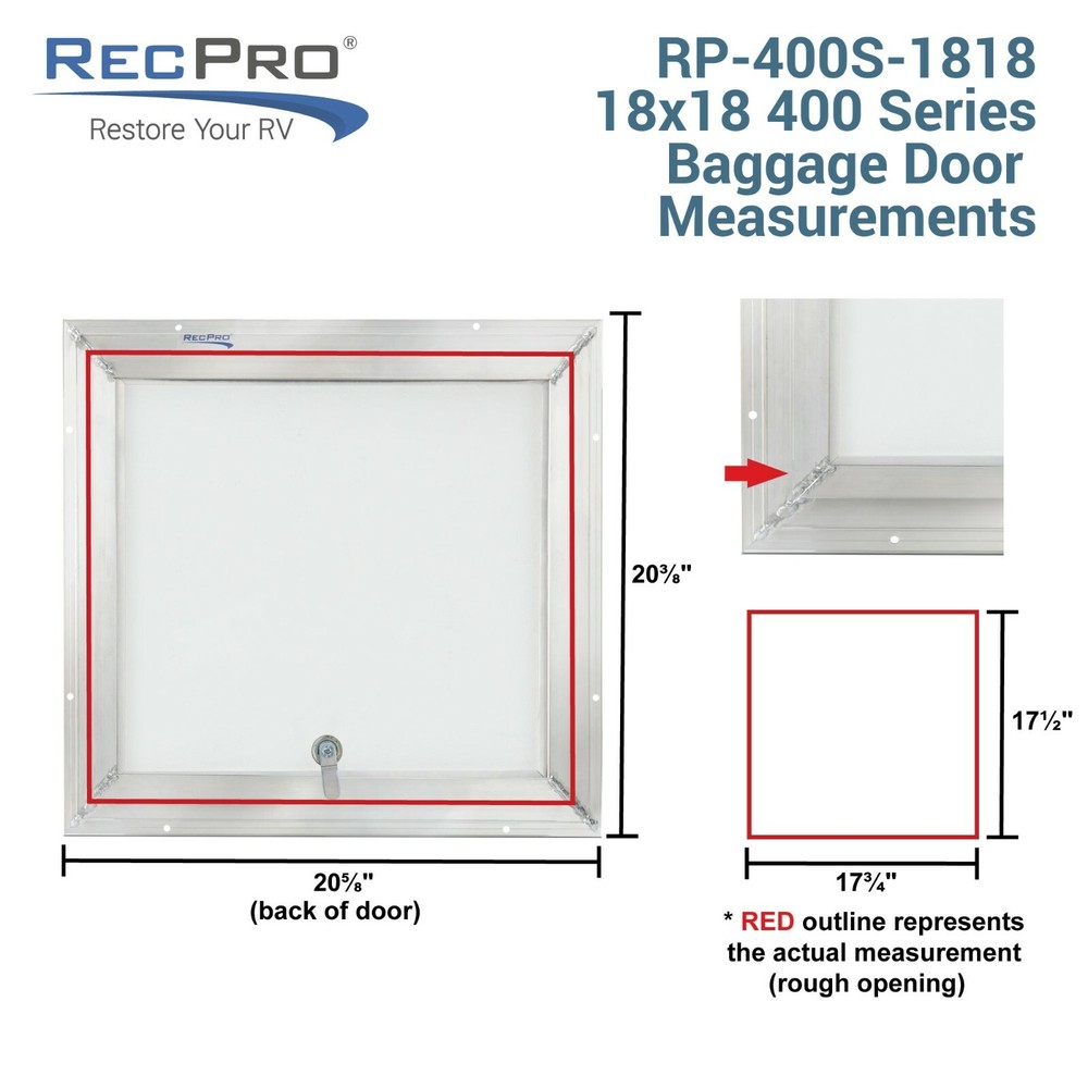 Square RV Baggage Door Compartment Storage 18" W X 18" H Trailer Storage