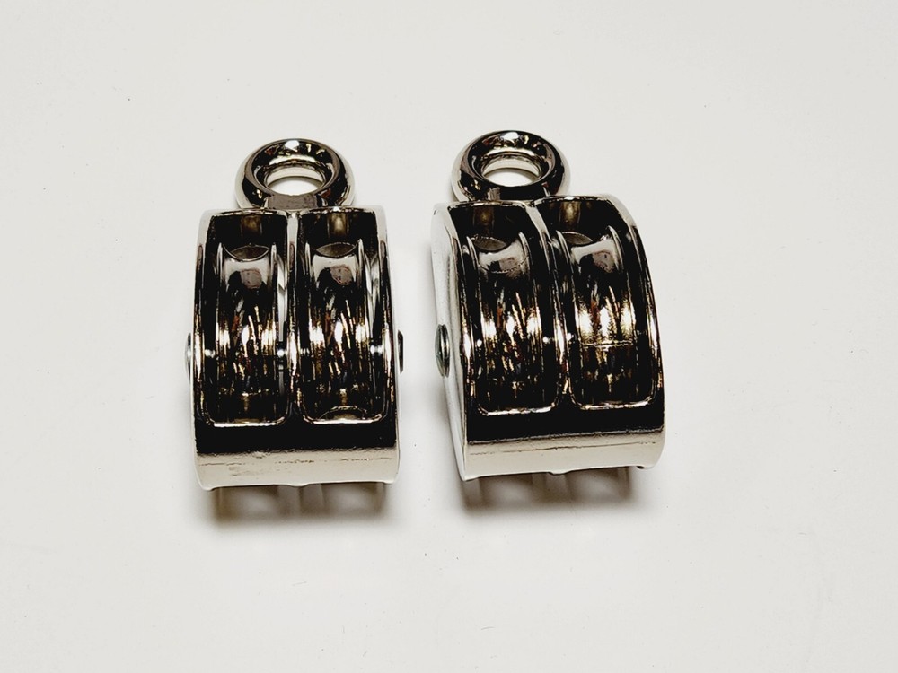 Double Pulley Fixed Eye Nickel Plate 2" 2pk