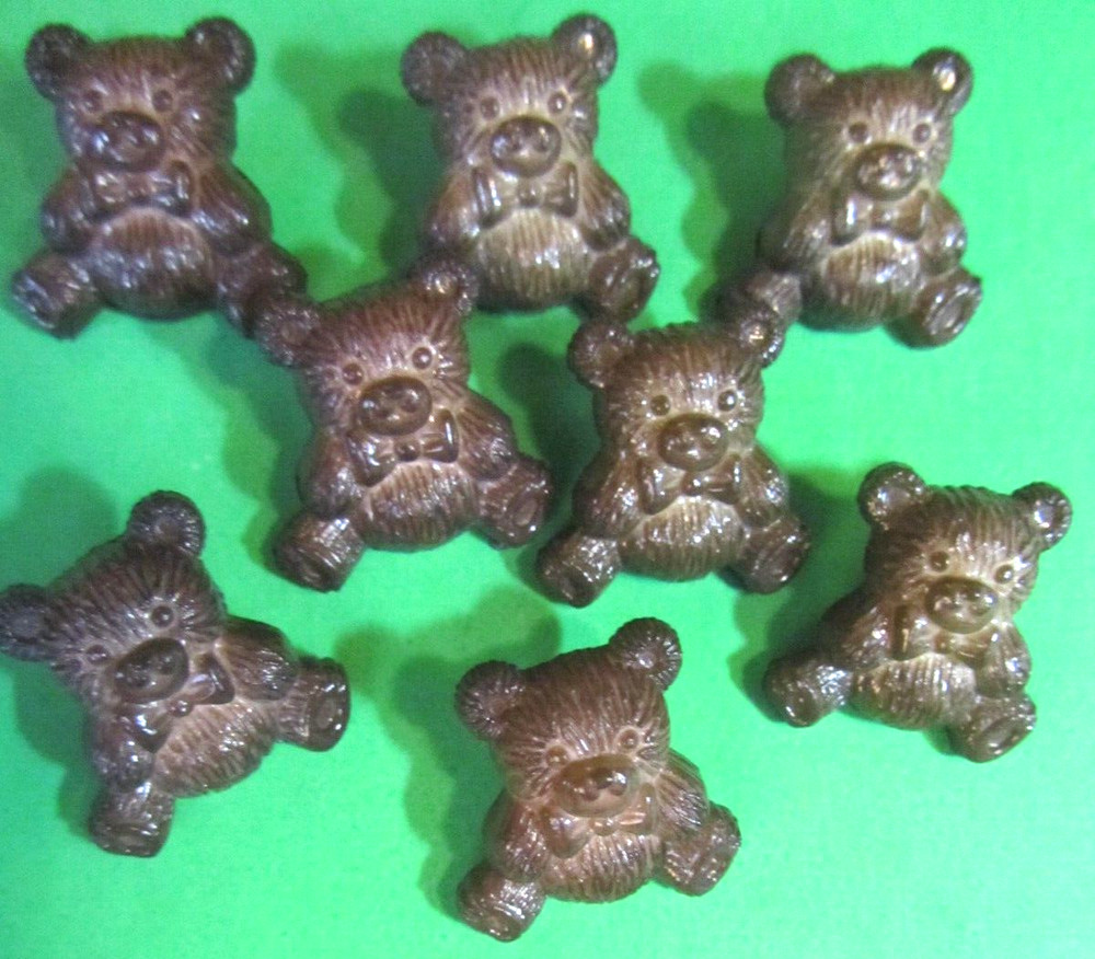 (8)  3/4"  TEDDY BEAR BROWN PLASTIC SHANK NOVELTY  BUTTONS-C32