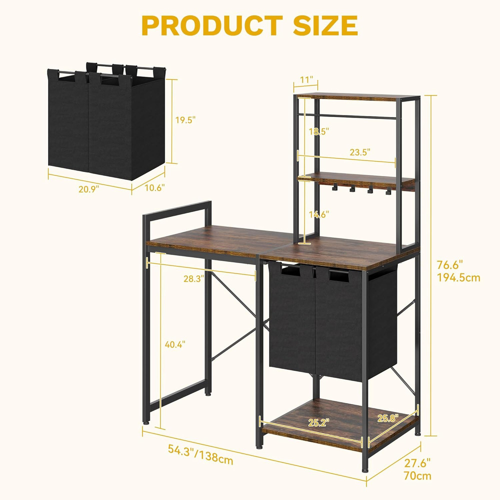 over Washer and Dryer Shelves, Laundry Room Organization with Removable Pull-Out